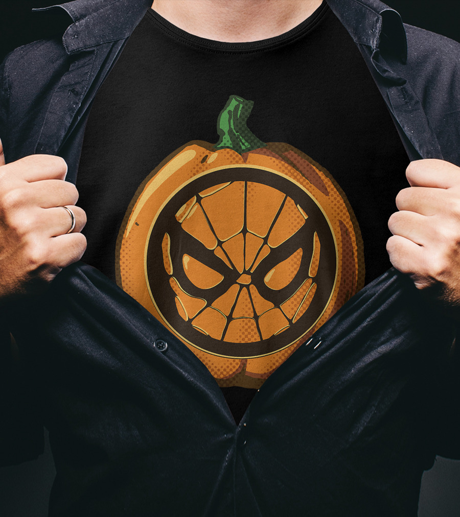 Spider Man Halloween Pumpkin Face Carving T-Shirt