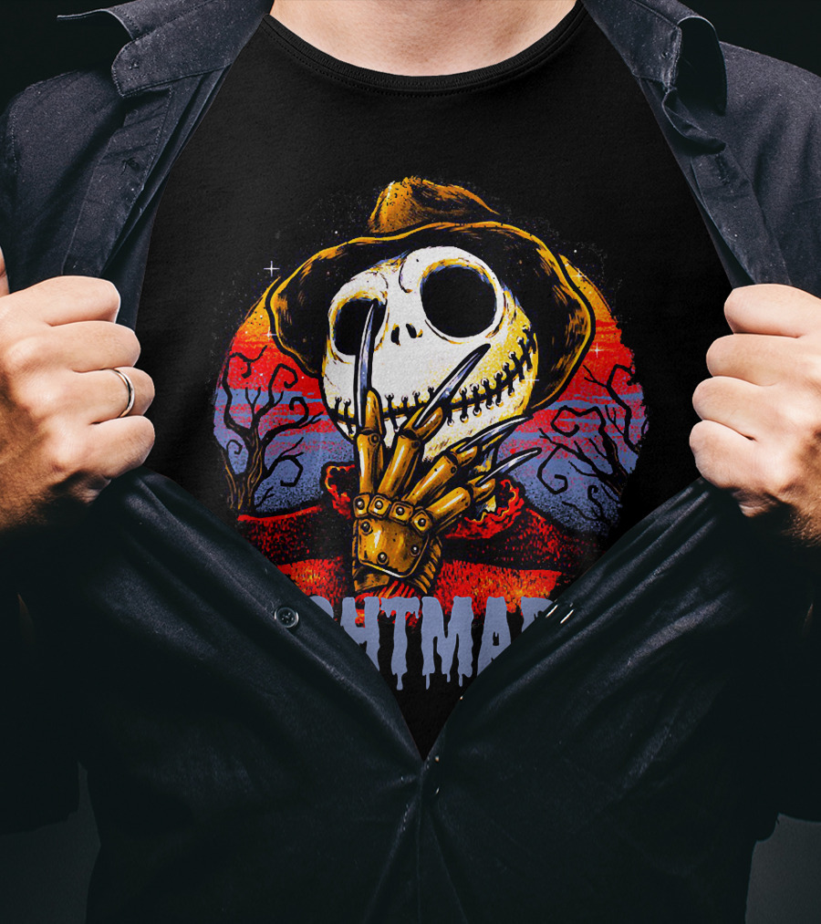 Nightmares Halloween Skull Claws Creepy Tree Sunset T-Shirt