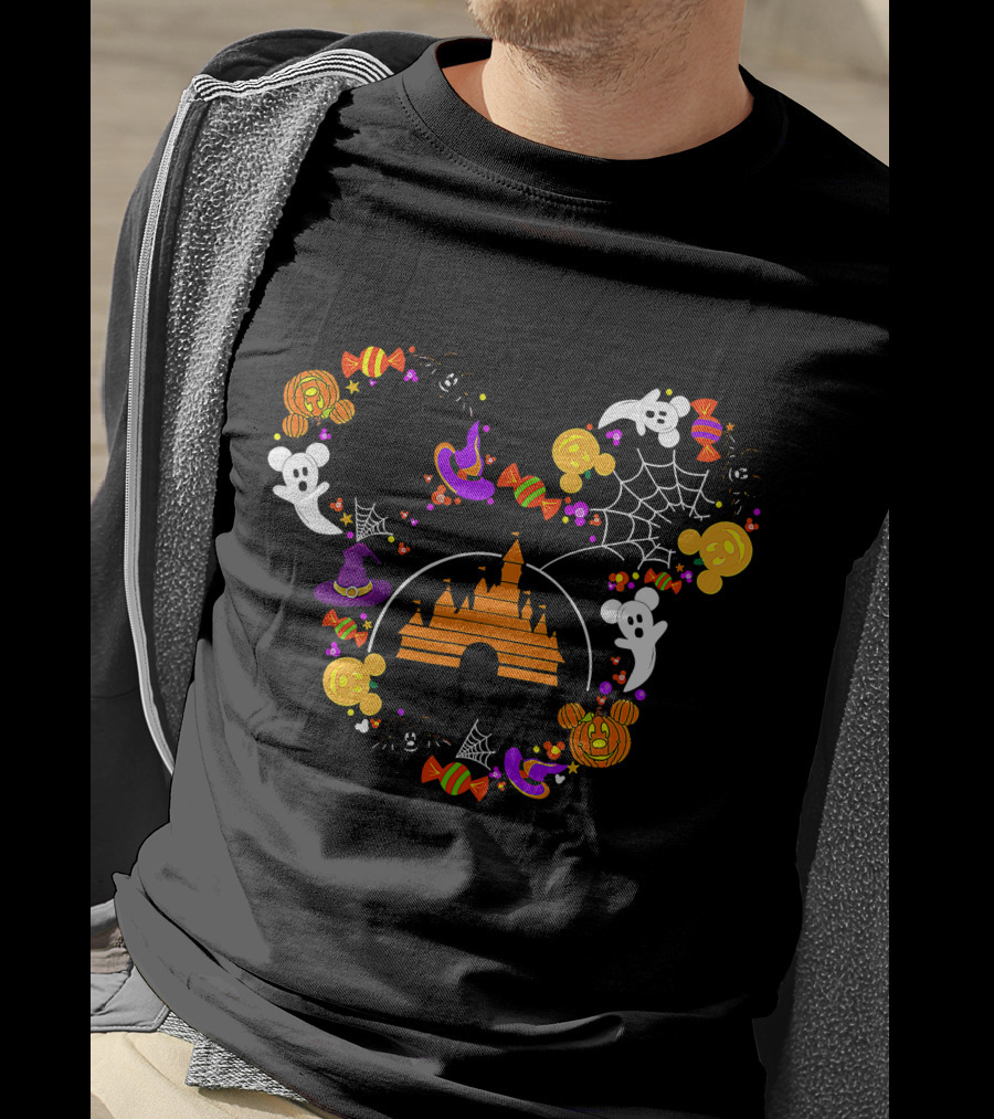 Halloween Witch Candy Ghost Castle Spooky Mouse Ears T-Shirt