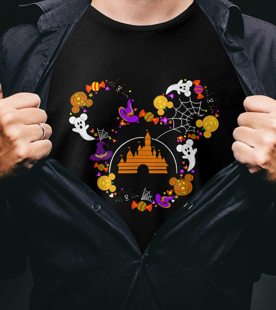 Halloween Witch Candy Ghost Castle Spooky Mouse Ears T-Shirt