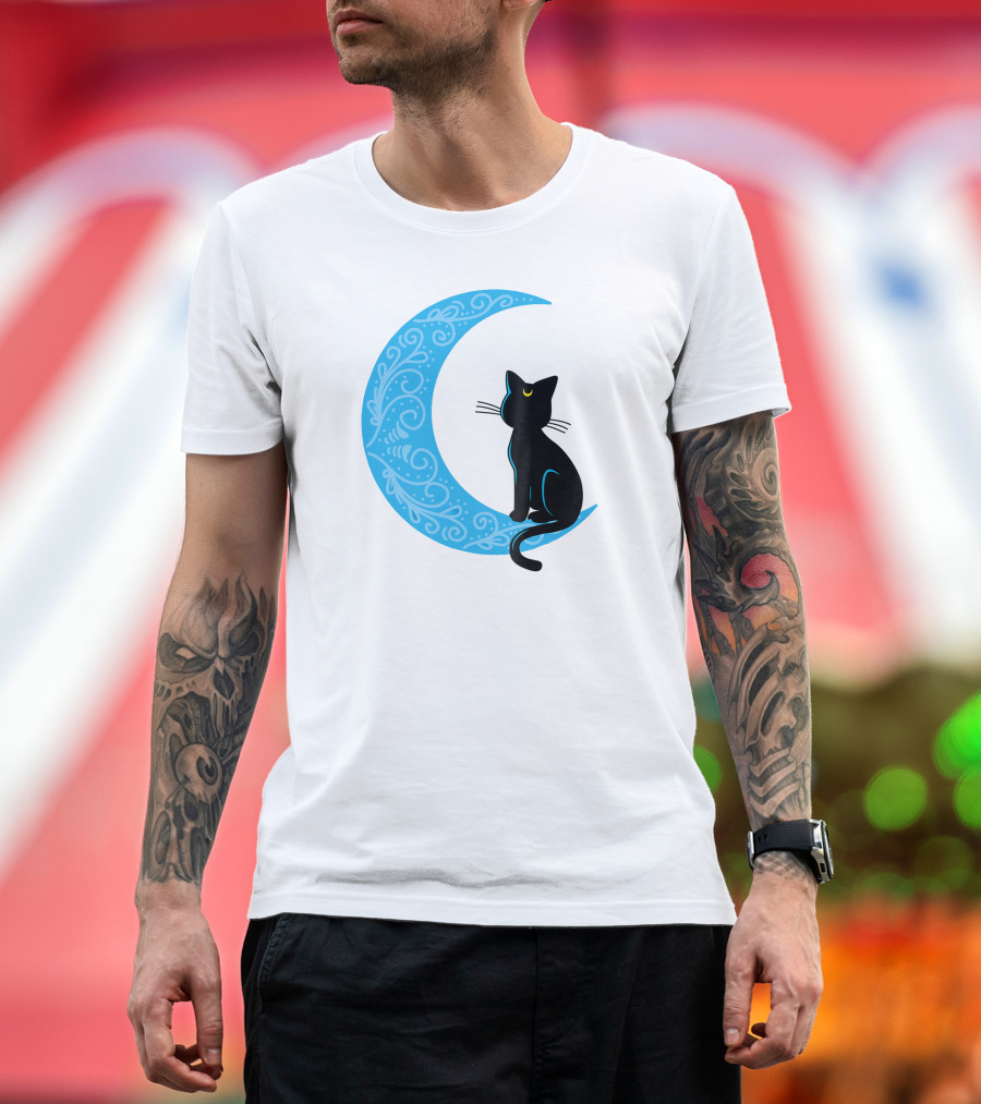 Black Cat Crescent Moon Sailor Guardian T-Shirt