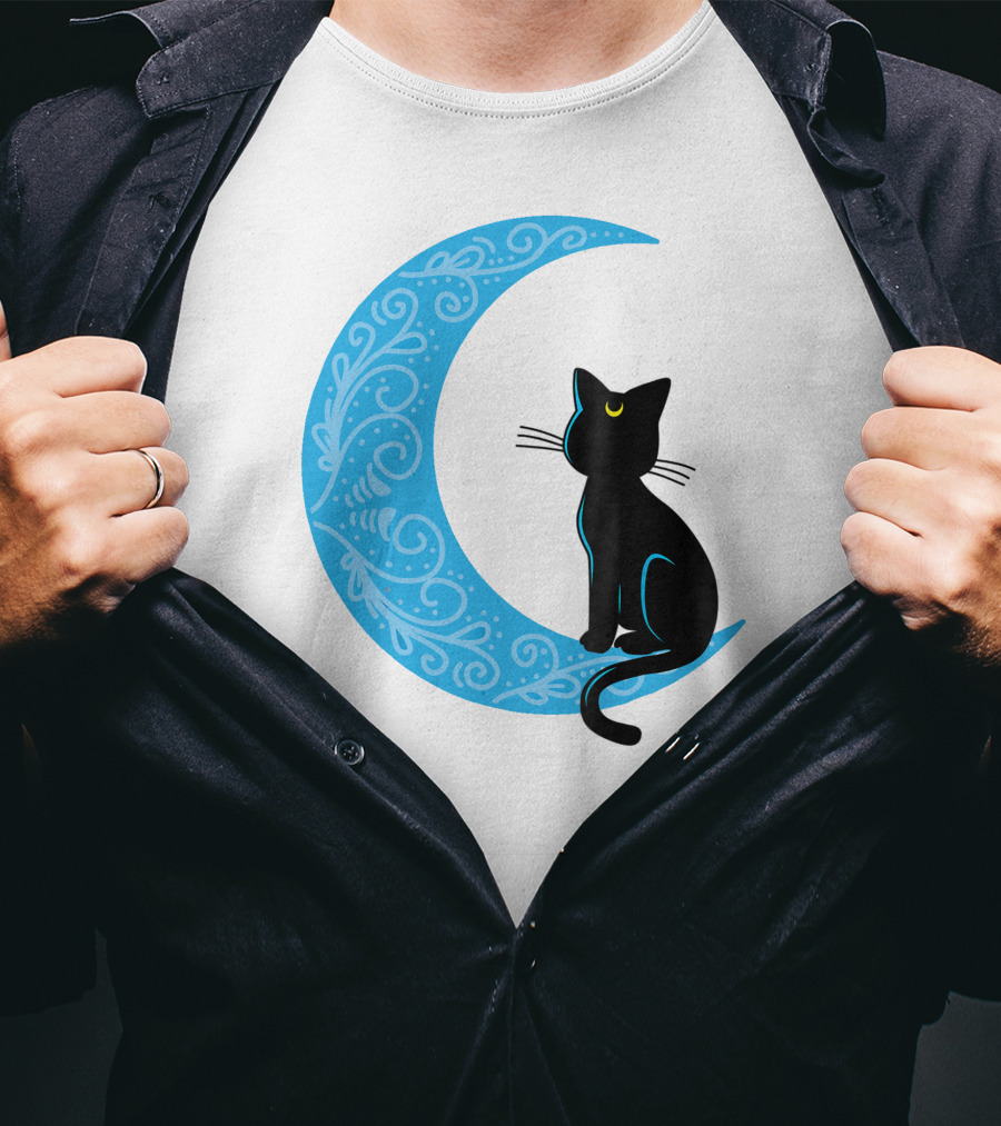 Black Cat Crescent Moon Sailor Guardian T-Shirt