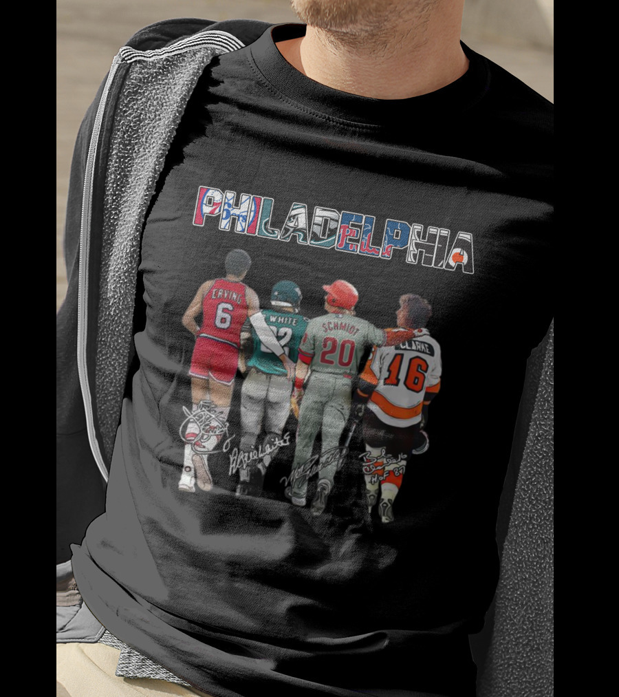 Erving White Schmidt Clarke Philadelphia Sports Legends T-Shirt