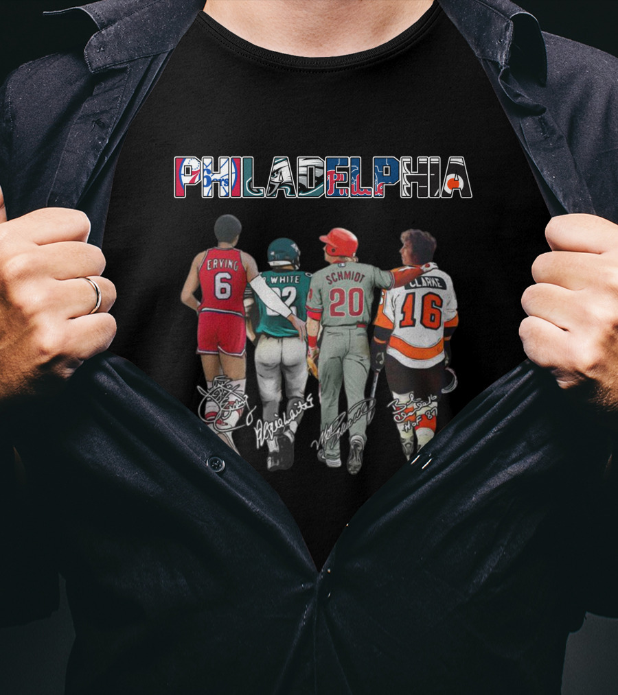 Erving White Schmidt Clarke Philadelphia Sports Legends T-Shirt