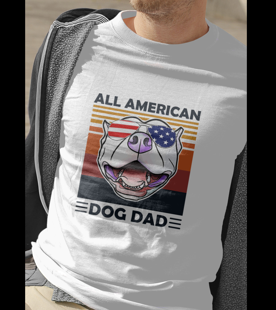 All American Dog Dad Patriotic Pitbull Eyewear T-Shirt