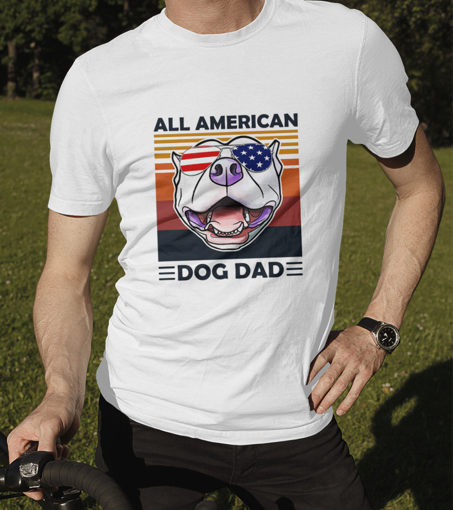 All American Dog Dad Patriotic Pitbull Eyewear T-Shirt
