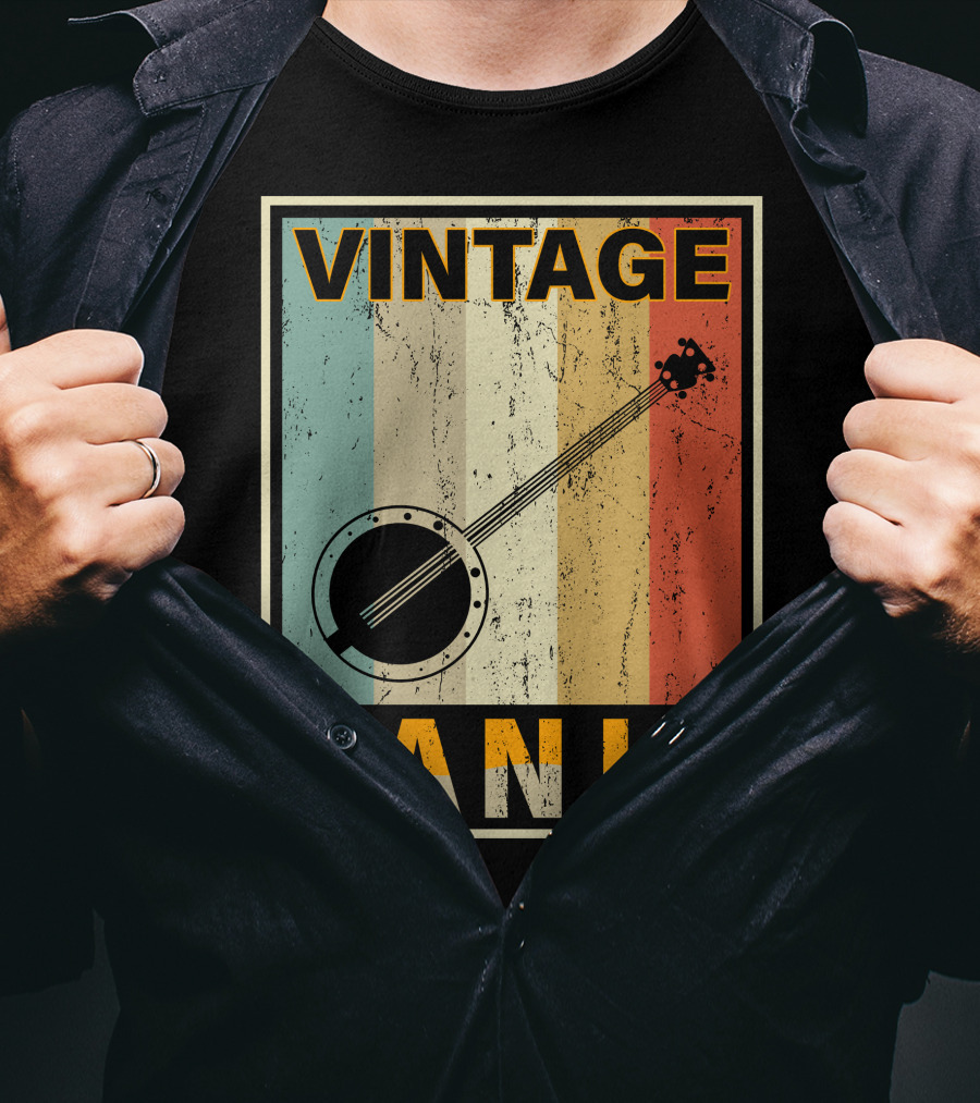 Vintage Banjo Retro Stripes T-Shirt