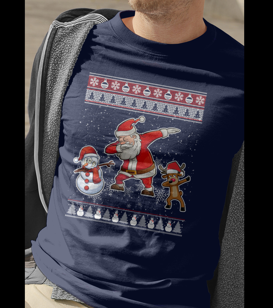 Santa Dabbing Santa Claus Snowman Reindeer Christmas Dabing T-Shirt