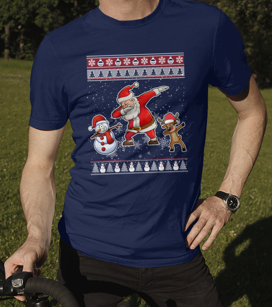 Santa Dabbing Santa Claus Snowman Reindeer Christmas Dabing T-Shirt