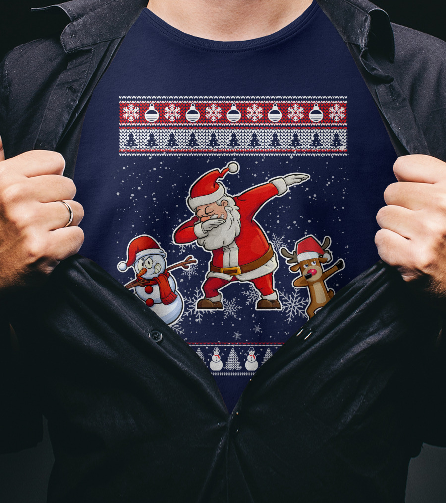 Santa Dabbing Santa Claus Snowman Reindeer Christmas Dabing T-Shirt