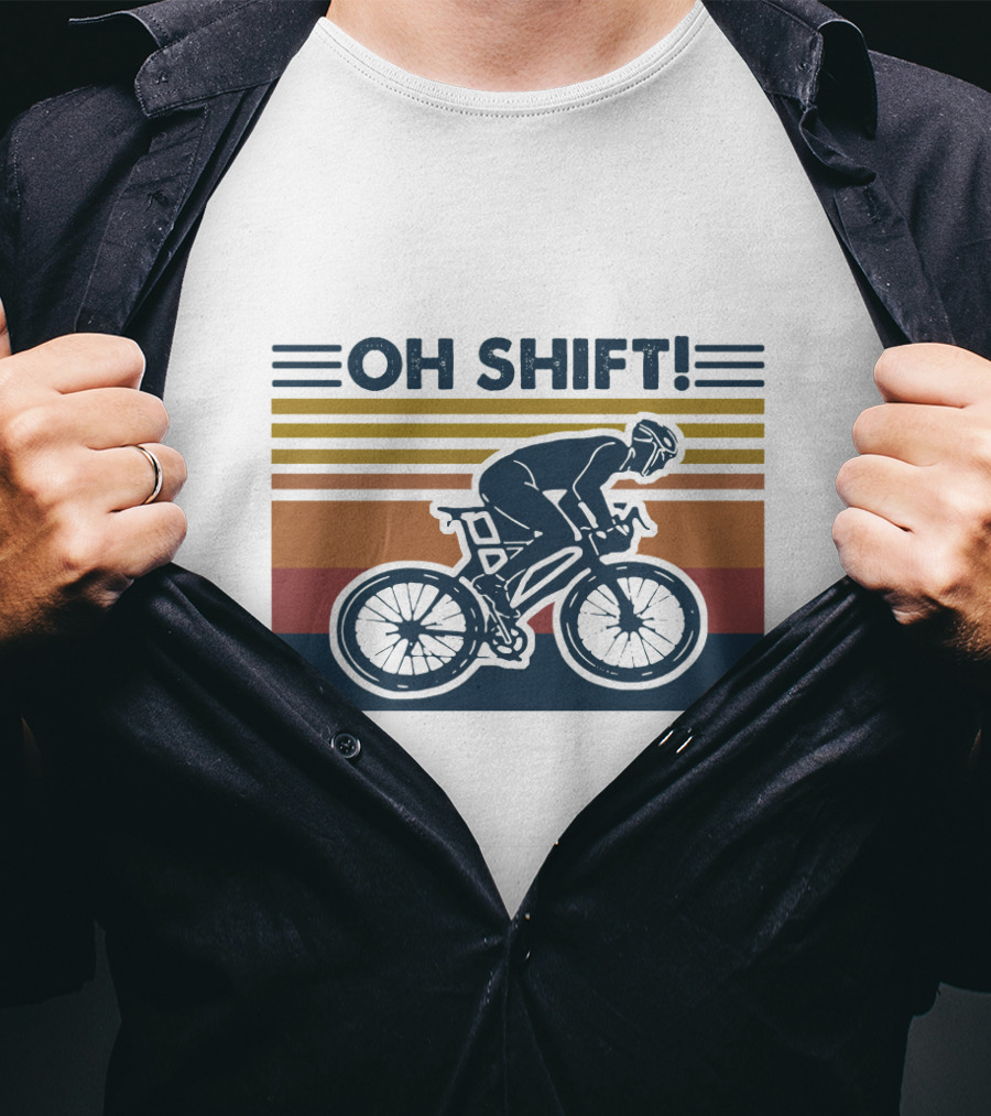 Oh Shift Cycling Retro Stripes T-Shirt