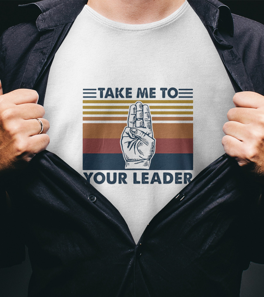 Take Me To Your Leader Retro Scout Hand Signal T-Shirt