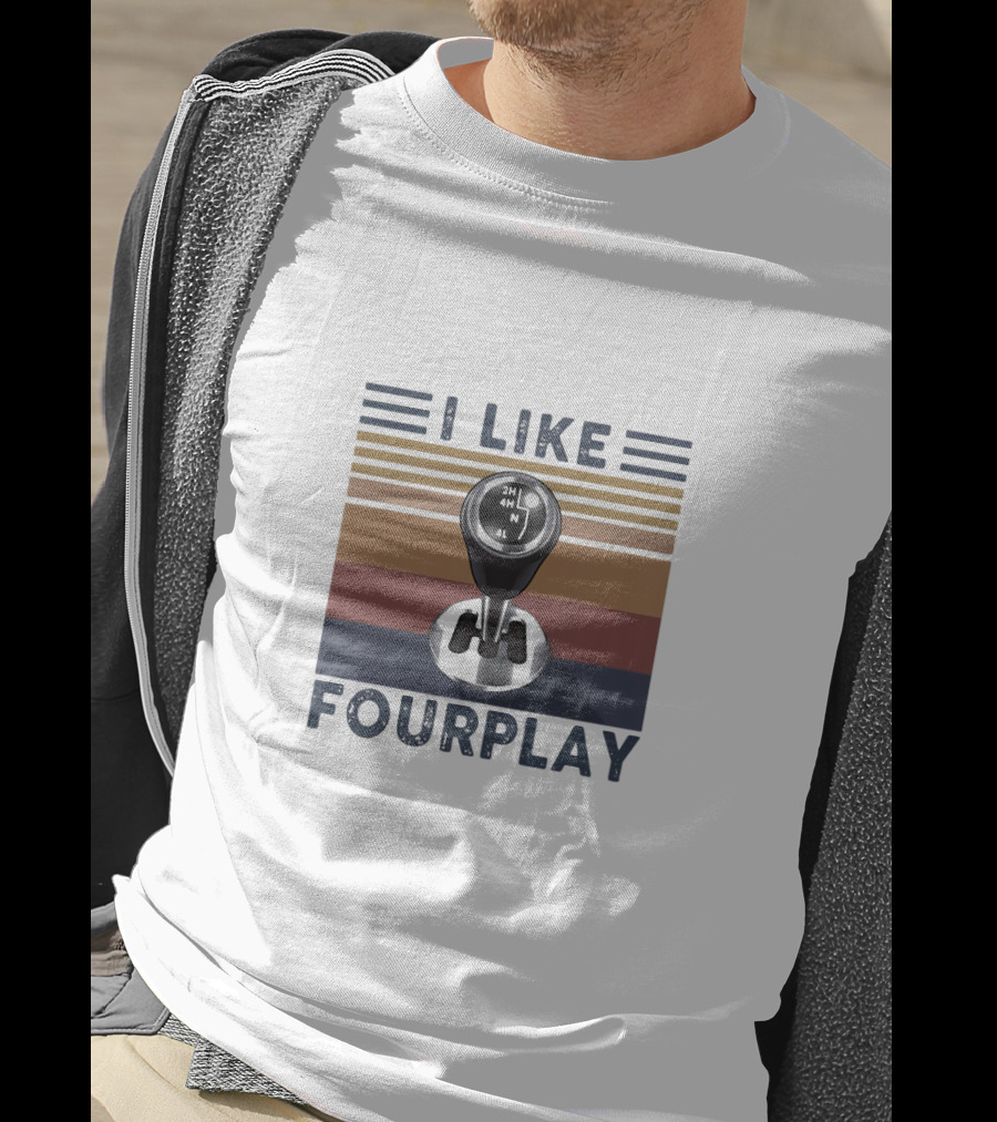 I Like Fourplay Gear Shift Retro Stripes T-Shirt