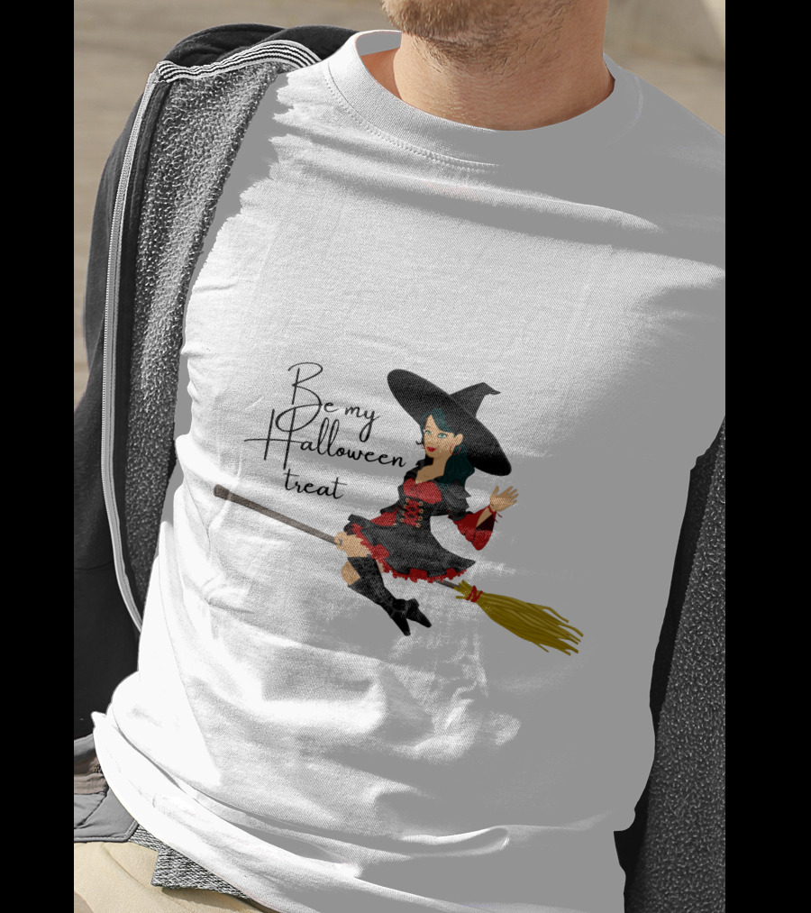 Be My Halloween Treat Witch On Broomstick T-Shirt