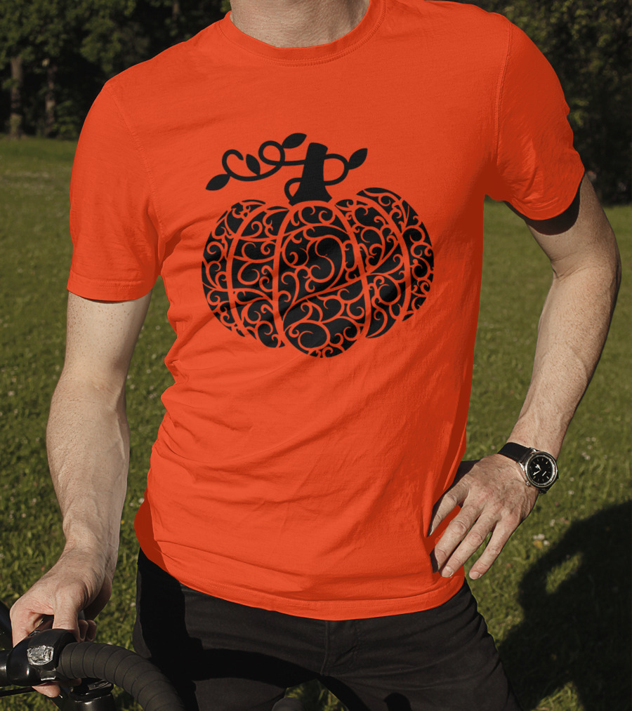 Fall Pumpkin Swirly Pumpkin Women Cute Fall T-Shirt