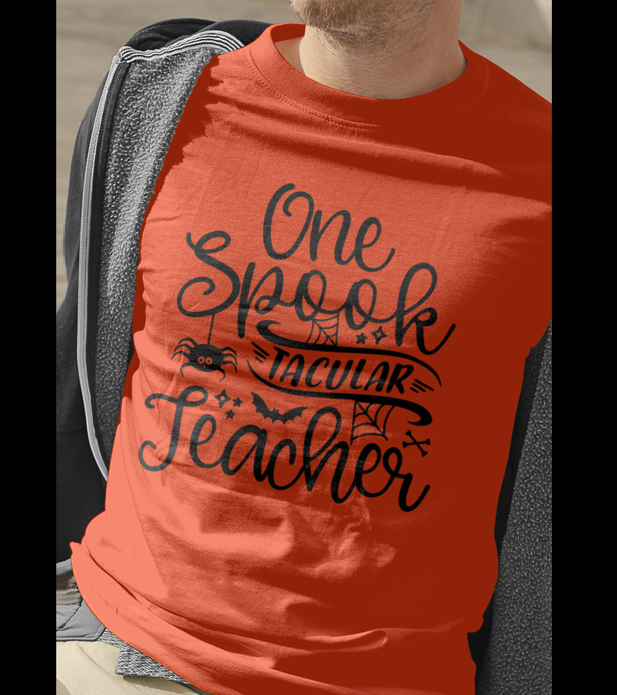 One Spooktacular Teacher Halloween Spider And Bat T-Shirt