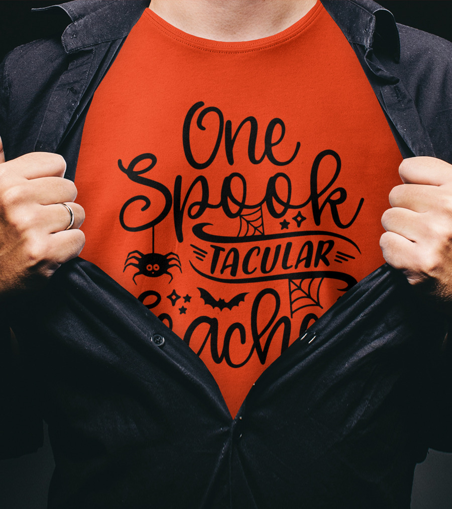 One Spooktacular Teacher Halloween Spider And Bat T-Shirt