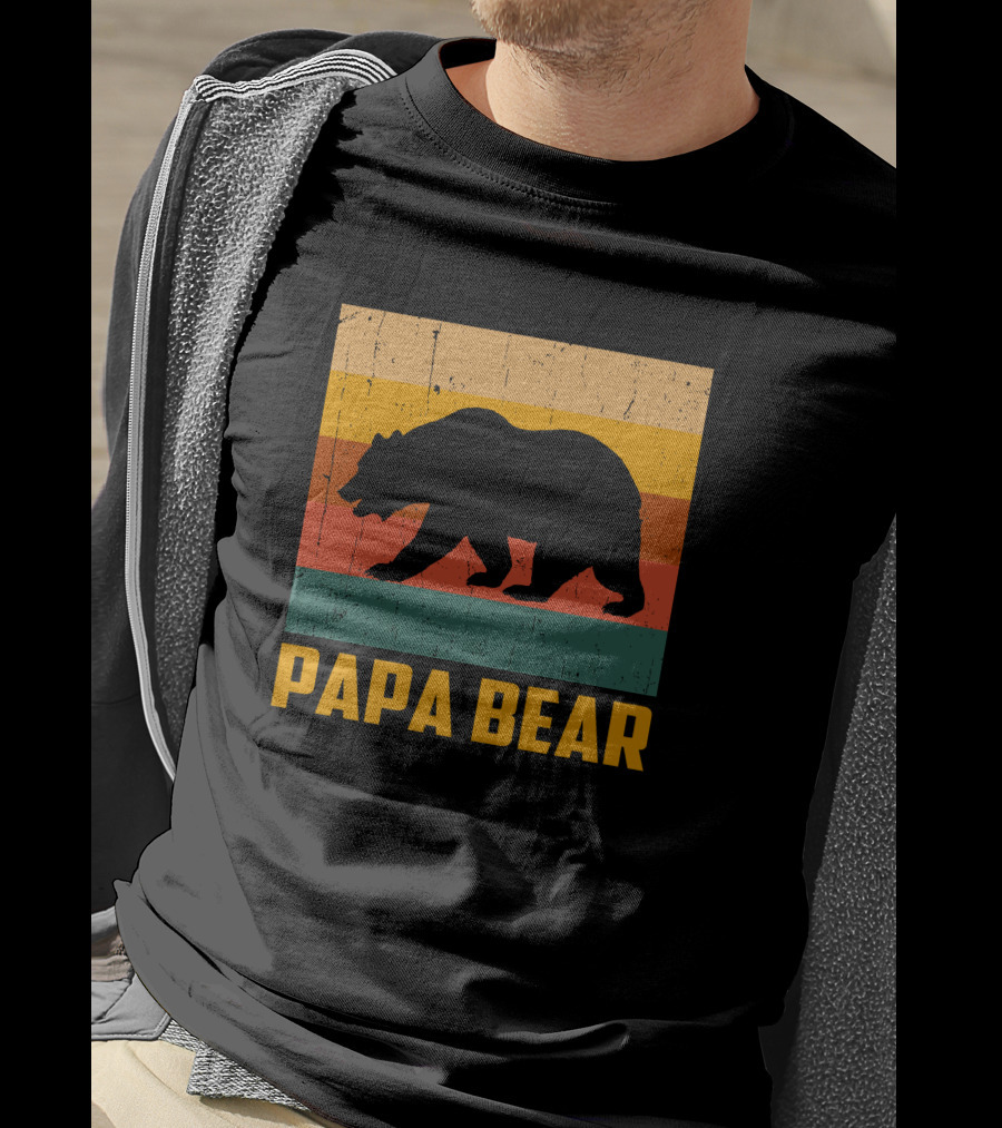 Papa Bear Dad Vintage Retro Bear T-Shirt