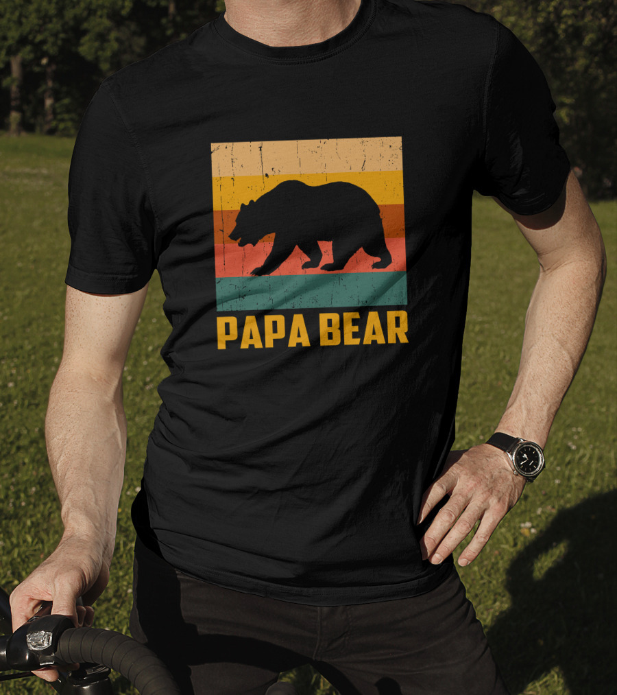 Papa Bear Dad Vintage Retro Bear T-Shirt