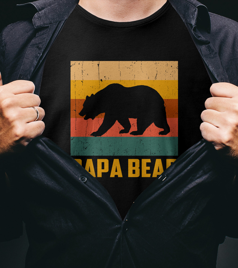 Papa Bear Dad Vintage Retro Bear T-Shirt