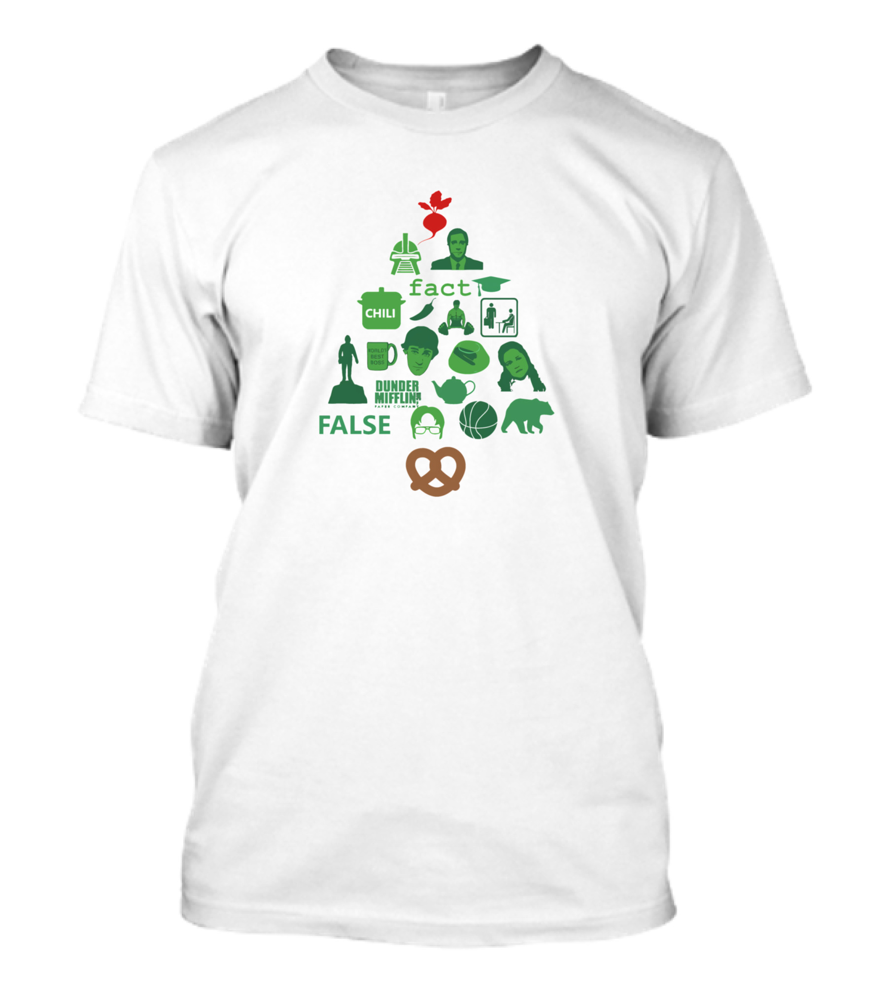Dunder Mifflin The Office False Fact Bears Beets Battlestar Galactica Christmas Tree T-Shirt