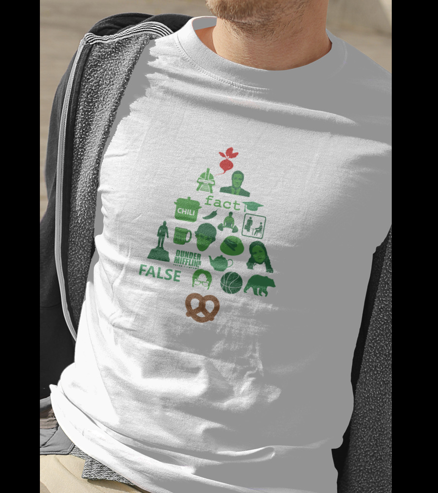 Dunder Mifflin The Office False Fact Bears Beets Battlestar Galactica Christmas Tree T-Shirt