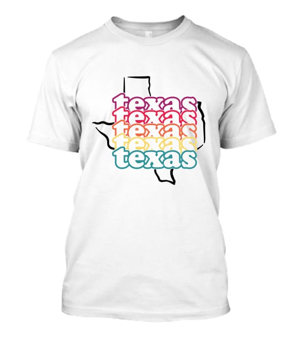 Texas Rainbow Stacked State Outline T-Shirt