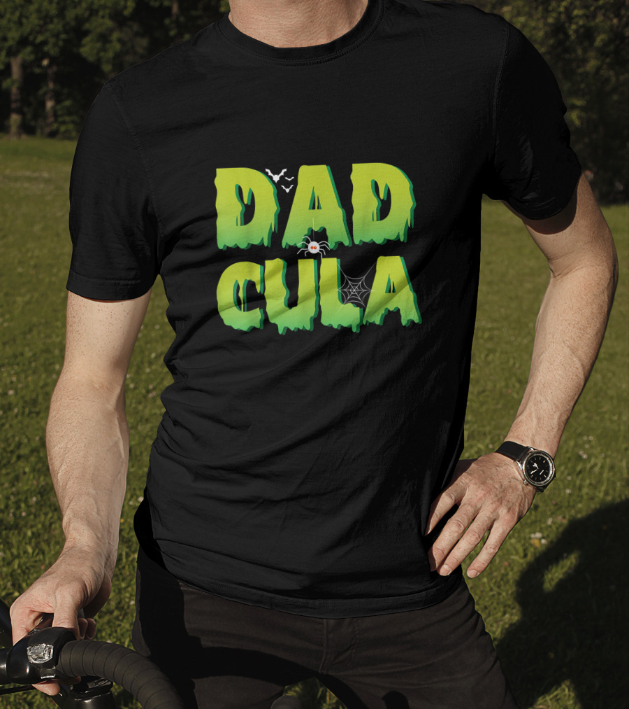 Dadcula Funny Halloween Dad Costume With Spider And Bat Graphics T-Shirt