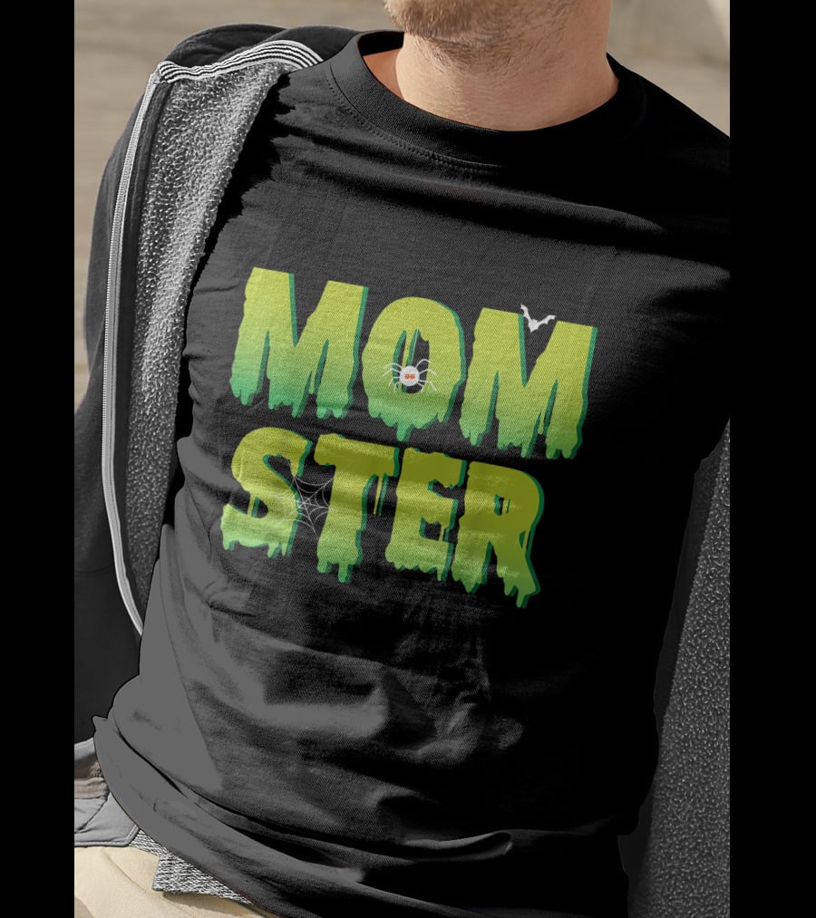 Funny Momster Halloween Costume With Spider And Bat Elements T-Shirt