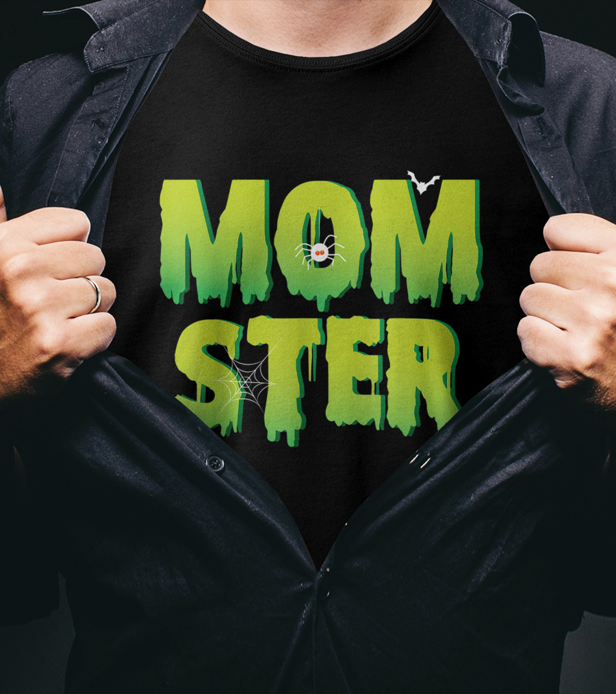 Funny Momster Halloween Costume With Spider And Bat Elements T-Shirt