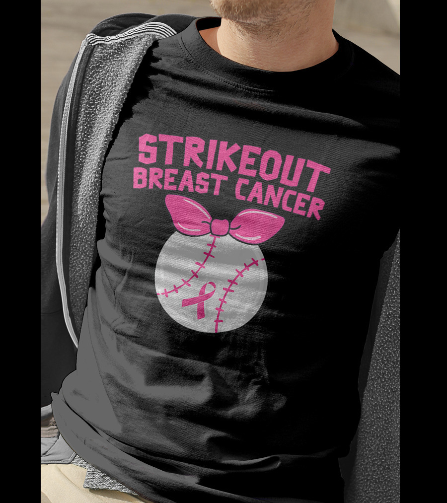 Strikeout Breast Cancer Awareness Baseball Pink T-Shirt