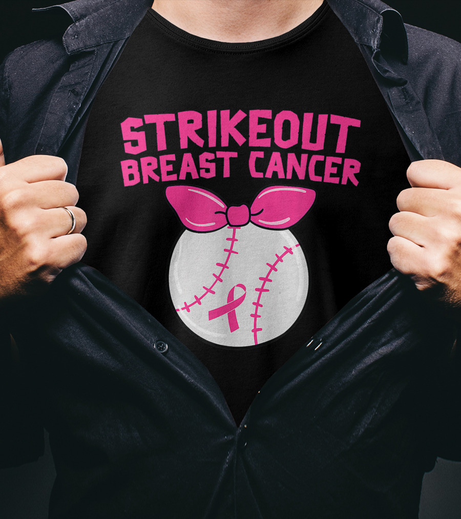 Strikeout Breast Cancer Awareness Baseball Pink T-Shirt