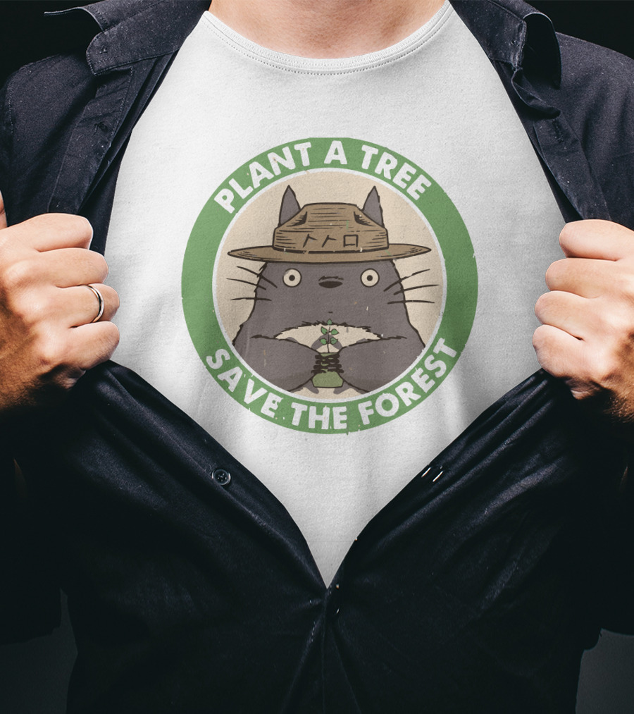 Plant A Tree Save The Forest Totoro Badge T-Shirt