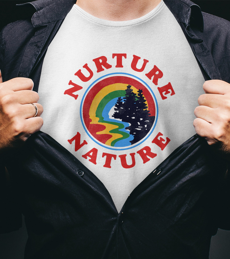 Nurture Nature Rainbow Landscape With Trees T-Shirt