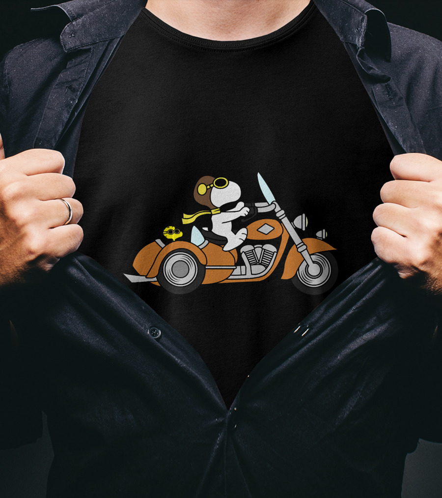 Snoopy Biker Woodstock Motorcycle Adventure T-Shirt