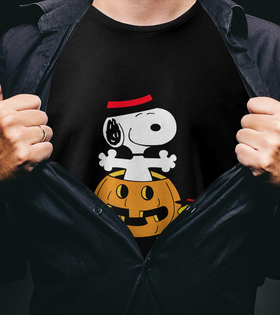 Snoopy Woodstock Halloween Pumpkin Witch Hat T-Shirt