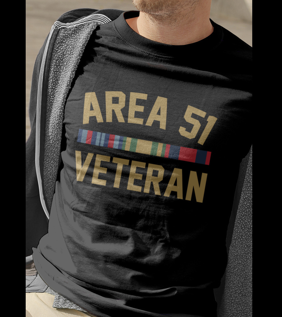 Area 51 Veteran Funny Storm Area Run Military Ribbon Trending Fun T-Shirt