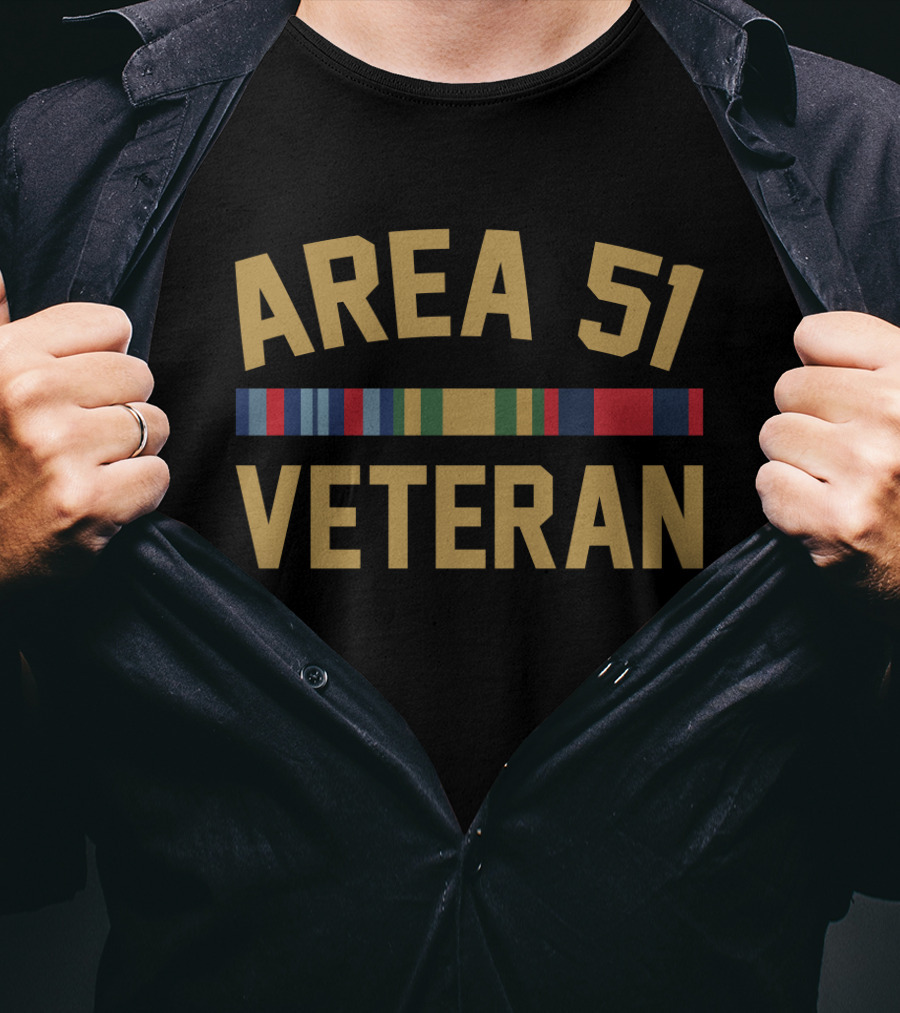 Area 51 Veteran Funny Storm Area Run Military Ribbon Trending Fun T-Shirt