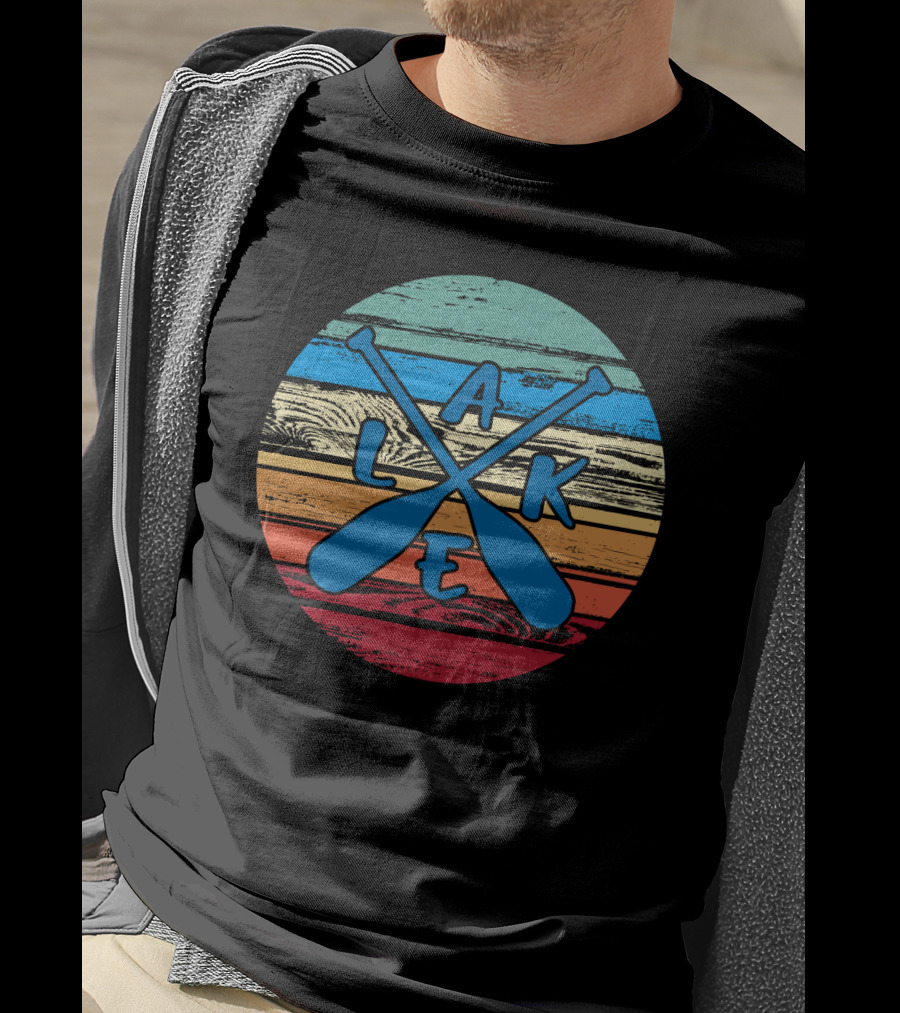 Lake Paddle Cross Rustic Vintage Summer Vacation T-Shirt