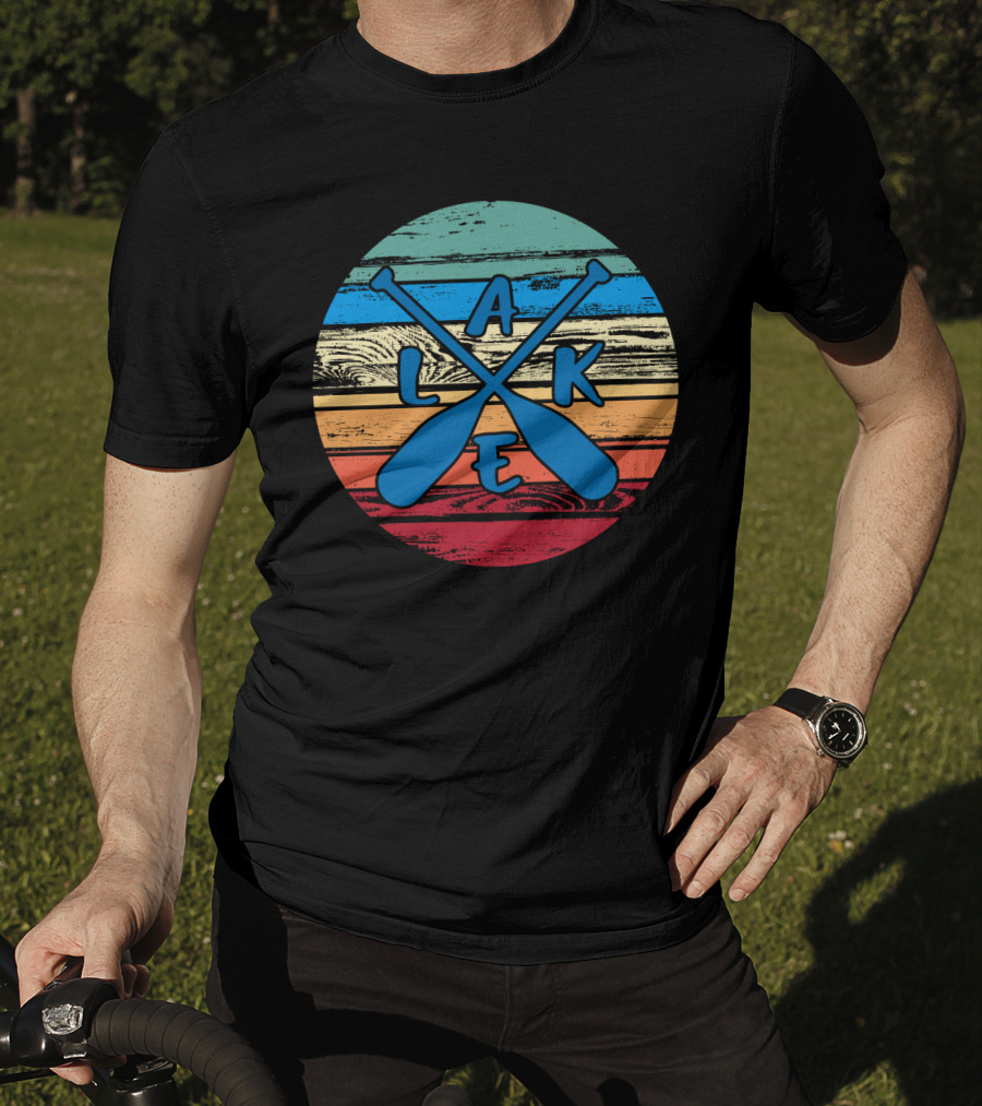 Lake Paddle Cross Rustic Vintage Summer Vacation T-Shirt
