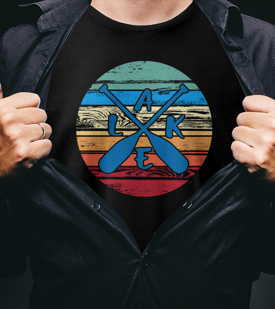 Lake Paddle Cross Rustic Vintage Summer Vacation T-Shirt
