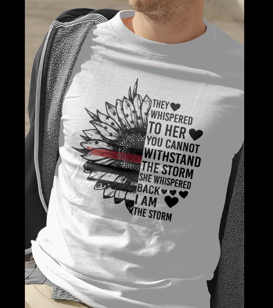 I Am The Storm Sunflower American Flag Veteran T-Shirt