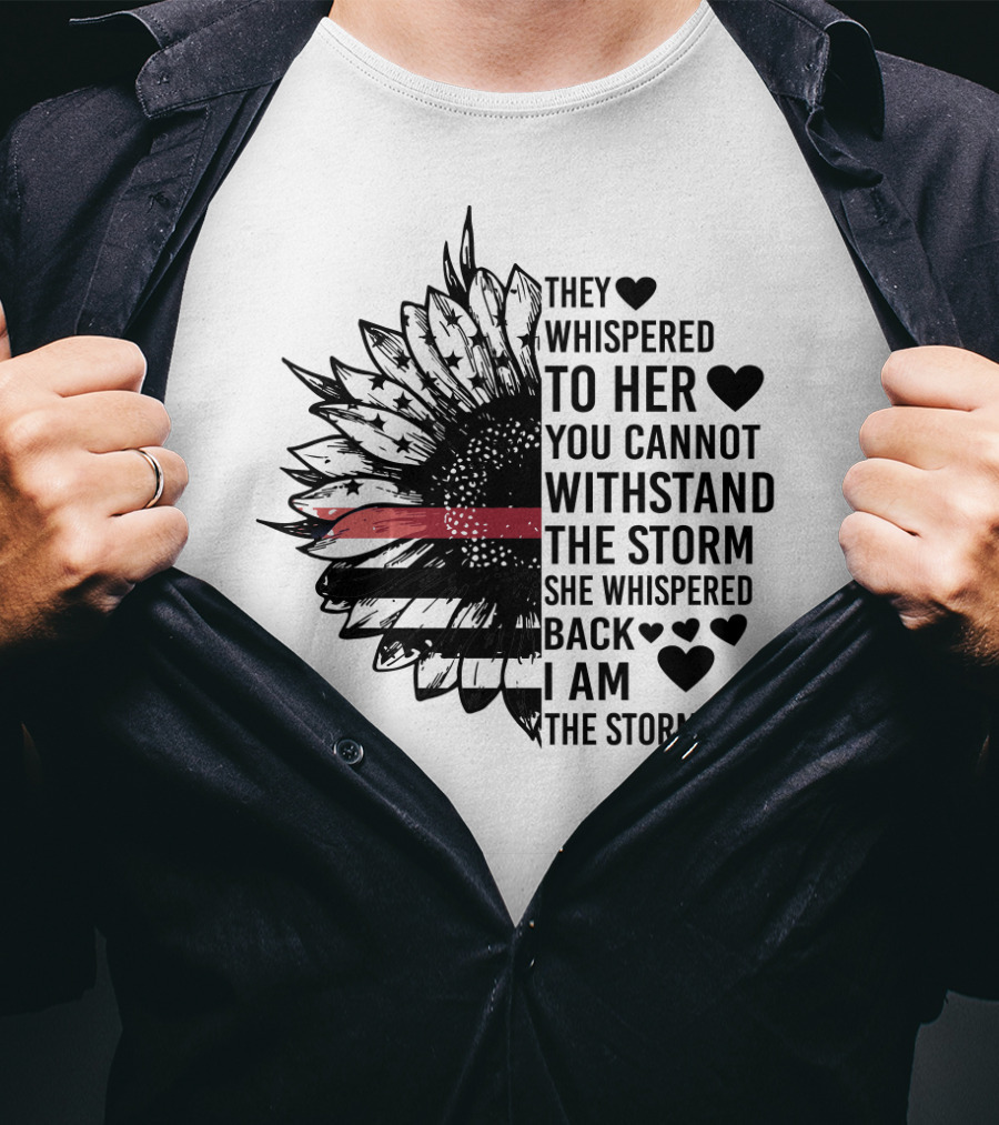 I Am The Storm Sunflower American Flag Veteran T-Shirt