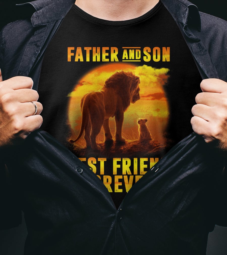 Father And Son Best Friend Forever The Lion King Silhouette Fan T-Shirt