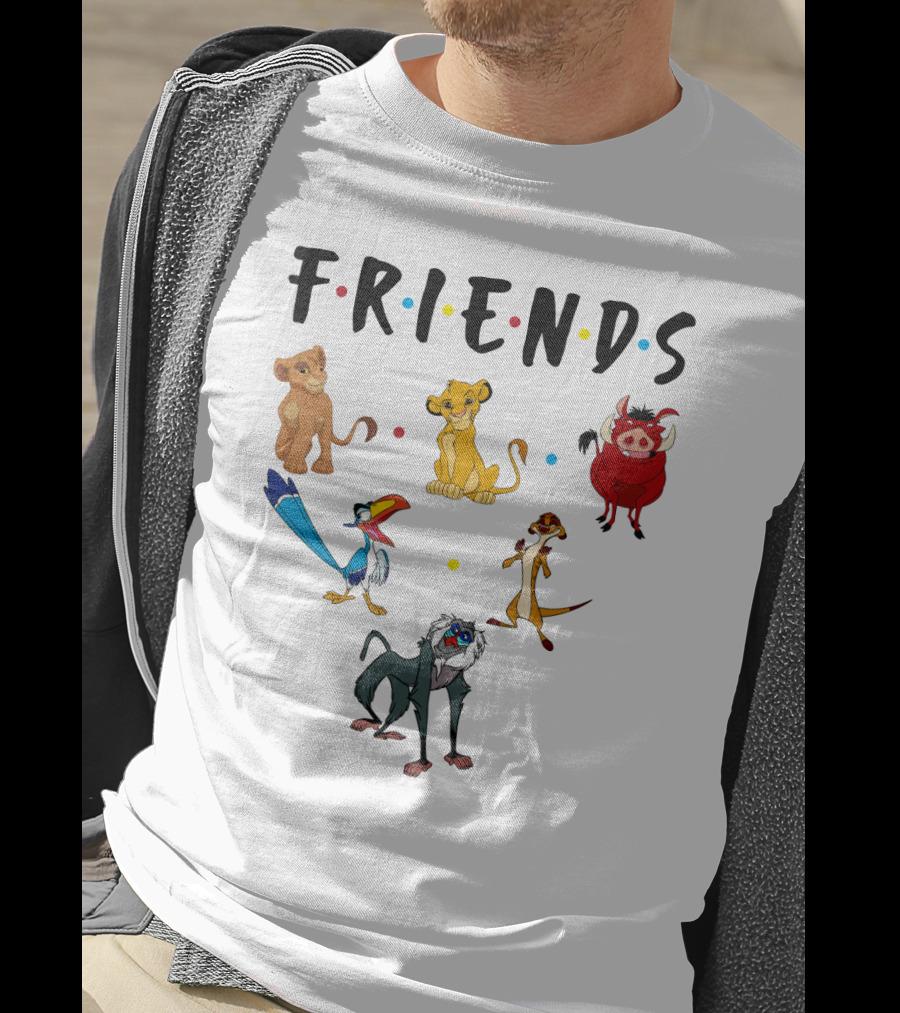 Friends The Lion King Simba Pumbaa Timon Rafiki Zazu Cartoon Characters T-Shirt