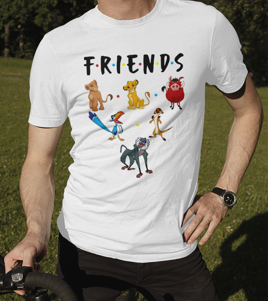 Friends The Lion King Simba Pumbaa Timon Rafiki Zazu Cartoon Characters T-Shirt