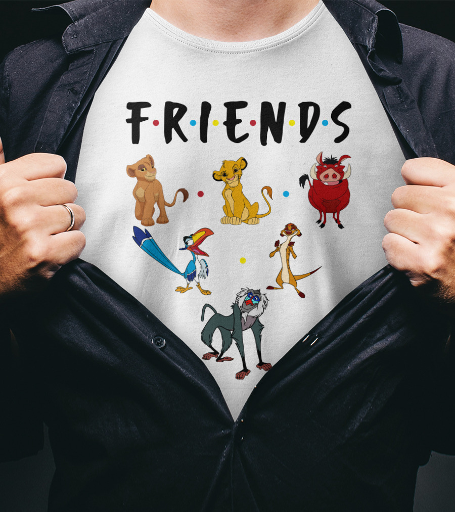 Friends The Lion King Simba Pumbaa Timon Rafiki Zazu Cartoon Characters T-Shirt