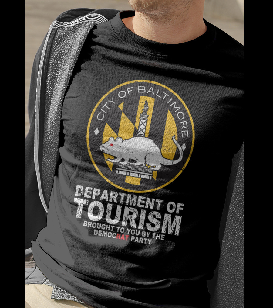 City Of Baltimore Department Of Tourism With Rat And Democrat Party Emblem T-Shirt