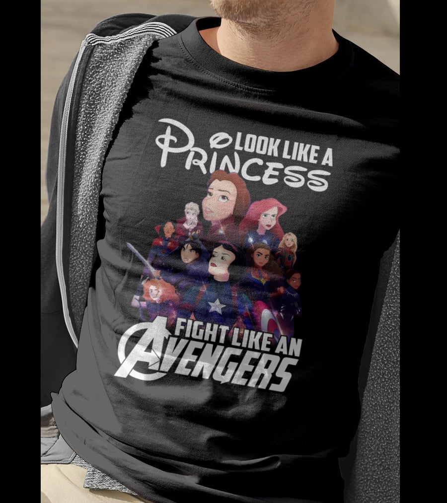 Look Like A Princess Fight Like An Avengers Featuring Disney Girls In Superhero Team-Up T-Shirt