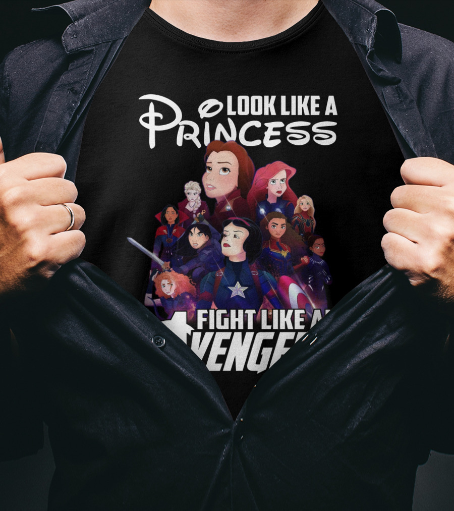 Look Like A Princess Fight Like An Avengers Featuring Disney Girls In Superhero Team-Up T-Shirt